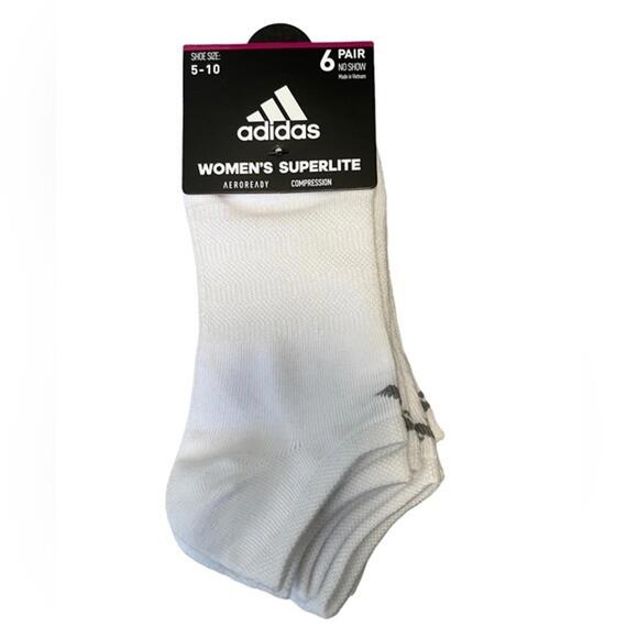 Women’s adidas no show compression socks size L white - Picture 2 of 8